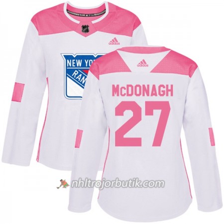 Dame Ishockey New York Rangers Tröja Ryan McDonagh 27 Adidas 2017-2018 Vit Rosa Fashion Authentic